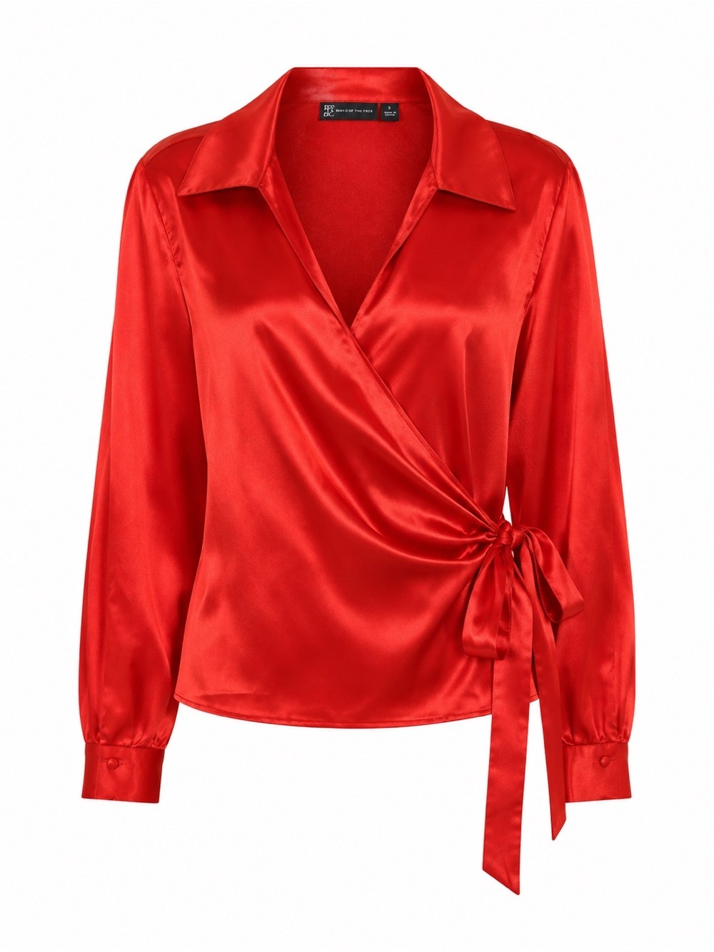 New York & Company NWT fiery red satin wrap top, large